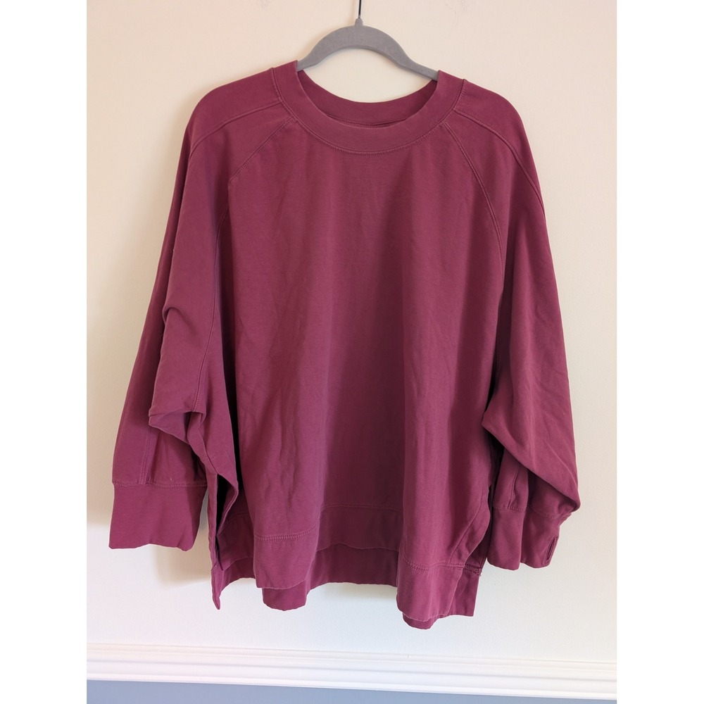 Earth Yoga XXL Berry Pink Oversized Sweatshirt Side Slits Athleisure lounge cozy